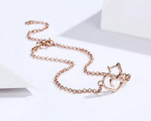 Load image into Gallery viewer, Rose Gold Plated Cat & Heart Bracelet