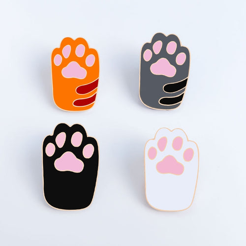 Cat Claw Brooch/pin in Orange, Grey, Black and White