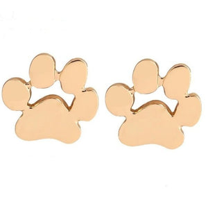 Gold Paw Print Stud Earrings