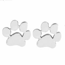 Load image into Gallery viewer, Silver Paw Print Stud Earrings
