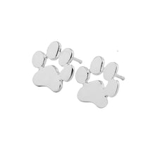 Load image into Gallery viewer, Silver Paw Print Stud Earrings