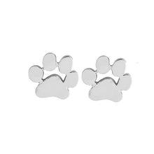 Load image into Gallery viewer, Silver Paw Print Stud Earrings