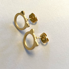 Load image into Gallery viewer, Cat Head Gold Stud Earrings

