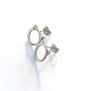 Cat Head Silver Stud Earrings