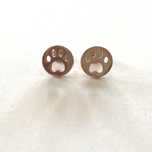 Round Paw Studs Rose Gold