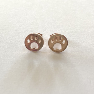 Round Paw Stud Earrings Rose Gold