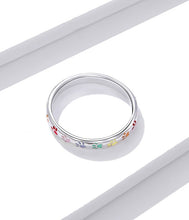 Load image into Gallery viewer, Pawprint ring Multicoloured in Sterling Silver
