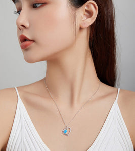 Blue Paw Heart Necklace