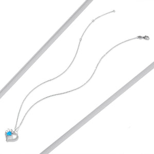 Blue Paw Heart Necklace