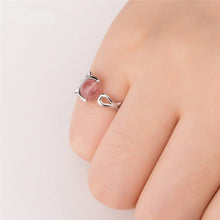 Load image into Gallery viewer, Sterling Silver Pink Cat Ring 925
