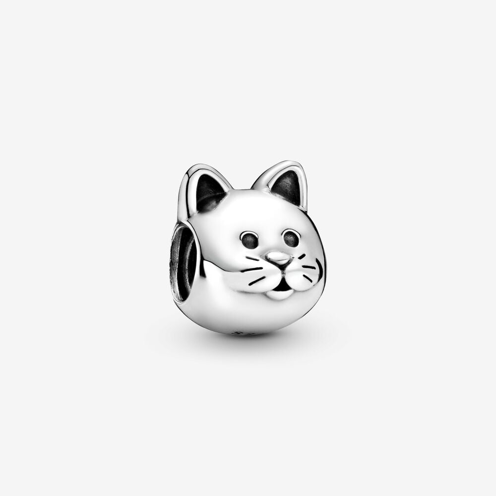 Cat Face Charm in Sterling Silver 925