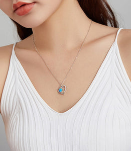 Blue Paw Heart Necklace