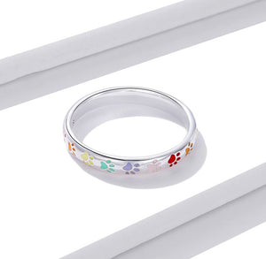 Pawprint ring Multicoloured in Sterling Silver