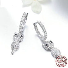 Load image into Gallery viewer, Cat drop earrings sterling silver
