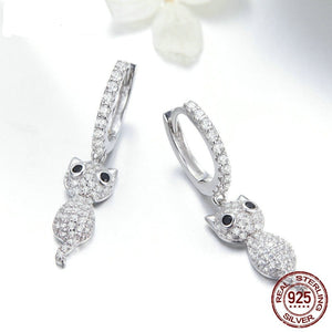 Cat drop earrings sterling silver