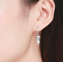 Load image into Gallery viewer, Cat drop earrings sterling silver
