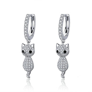 Cat drop earrings sterling silver