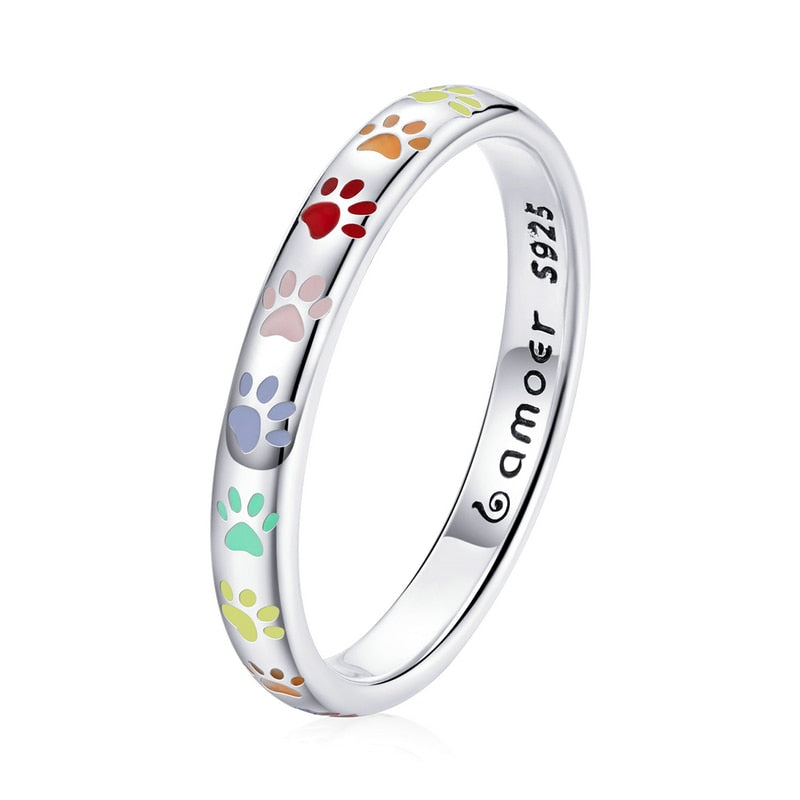 Pawprint ring Multicoloured in Sterling Silver