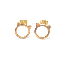 Load image into Gallery viewer, Cat Head Gold Stud Earrings
