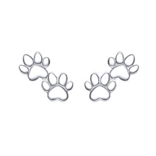 Load image into Gallery viewer, Cat Footprint earrings in sterling silver
