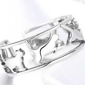 Playful Cat Ring Sterling Silver 925