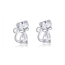 Load image into Gallery viewer, Sterling Silver Bow Tie Cat Earrings
