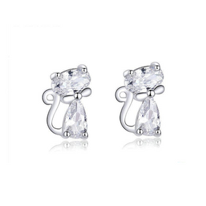 Sterling Silver Bow Tie Cat Earrings