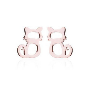 Whiskers Cat Rose Gold Studs