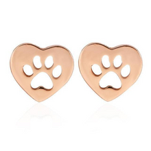 Load image into Gallery viewer, Heart Paw Studs - Rose Gold

