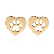 Load image into Gallery viewer, Heart Paw Studs Gold
