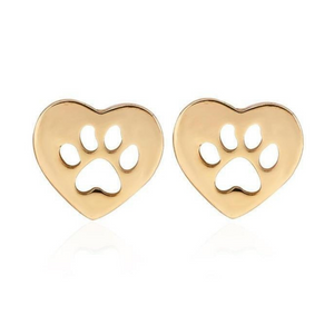 Heart Paw Studs Gold
