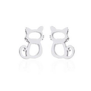 Whiskers Cat Silver Studs