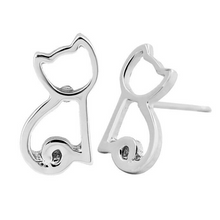 Load image into Gallery viewer, Silver Open Cat Seated Stud Earrings

