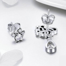 Load image into Gallery viewer,  Cubic Zirconia Cat &amp; Paw Earrings in Sterling Silver

