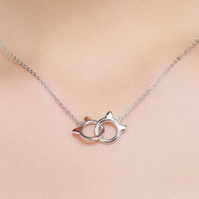 Load image into Gallery viewer, Sterling Silver &amp; Rose Gold Plated Two Cats Necklace
