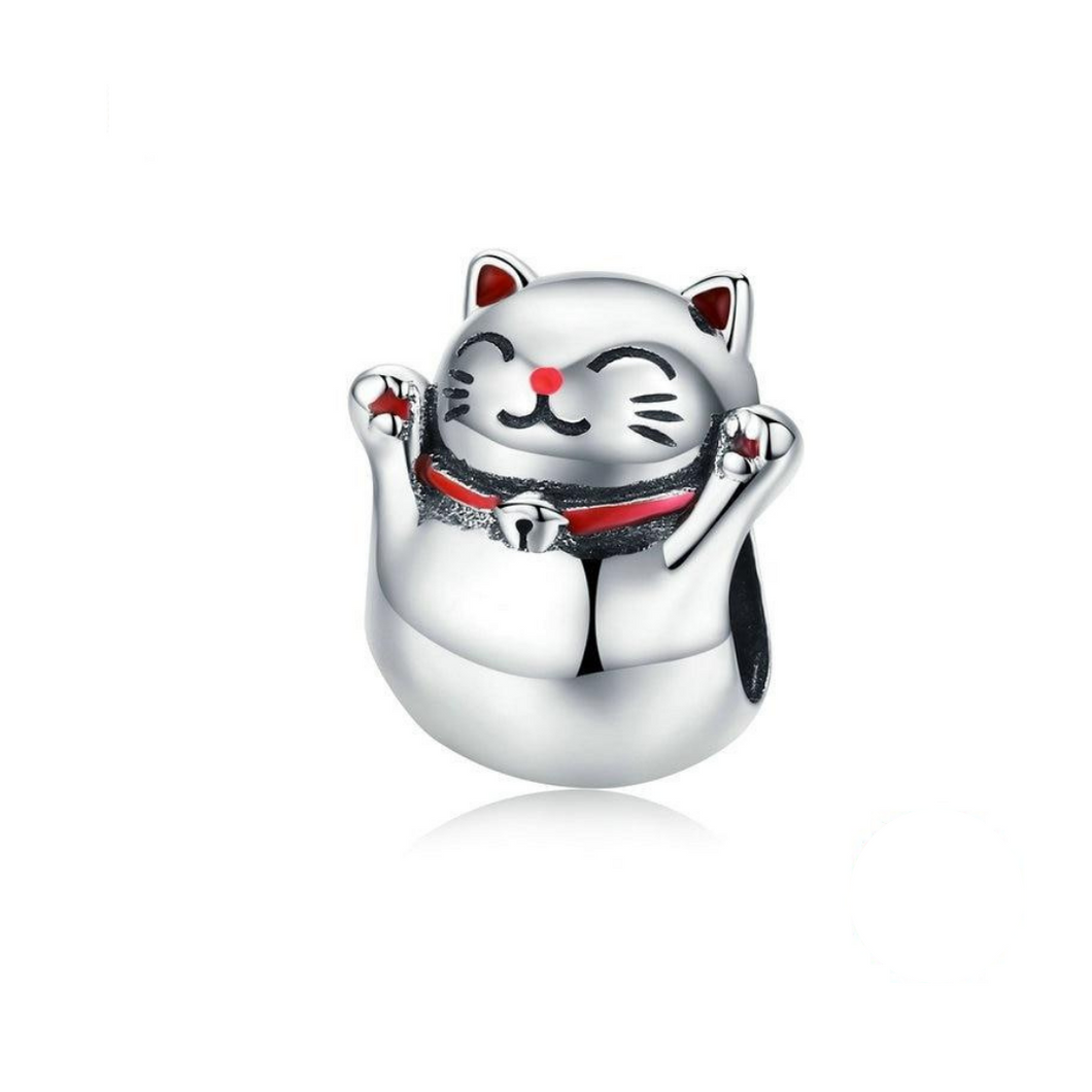 Lucky Cat Charm in Sterling Silver 