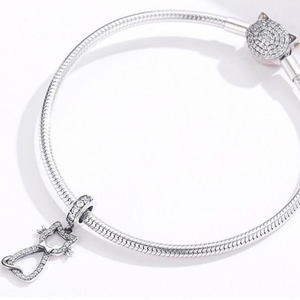 Bow Tie Kitty Charm in Sterling Silver 