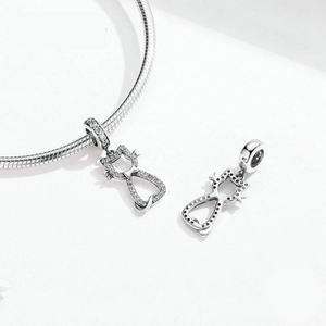 Bow Tie Kitty Charm in Sterling Silver 