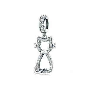 Bow Tie Kitty Charm in Sterling Silver 