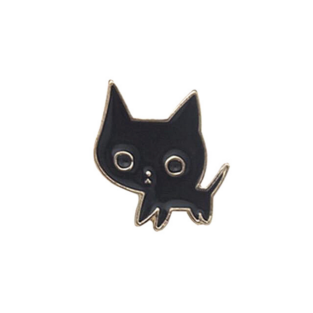 Black Kitty Brooch/pin in gold