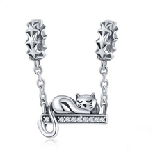 Load image into Gallery viewer, Sterling Silver Perched Cat Charm
