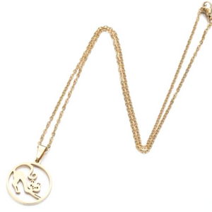Gold Cheeky Cat Necklace with pendant