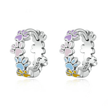 Load image into Gallery viewer, Colourful Paws Hoops Sterling Silver

