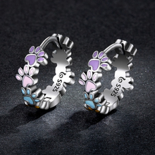 Load image into Gallery viewer, Colourful Paws Hoops Sterling Silver
