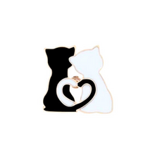Load image into Gallery viewer, Black and white couple cat with gold
