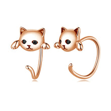 Load image into Gallery viewer, Cute Tail Earrings in Rose Gold with black eyes
