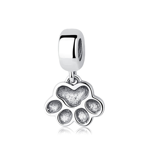 Paw Print Charm Cat or Dog in Sterling Silver 925