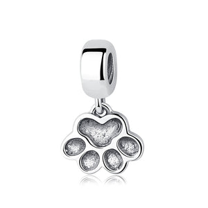 Paw Print Charm Cat or Dog in Sterling Silver 925