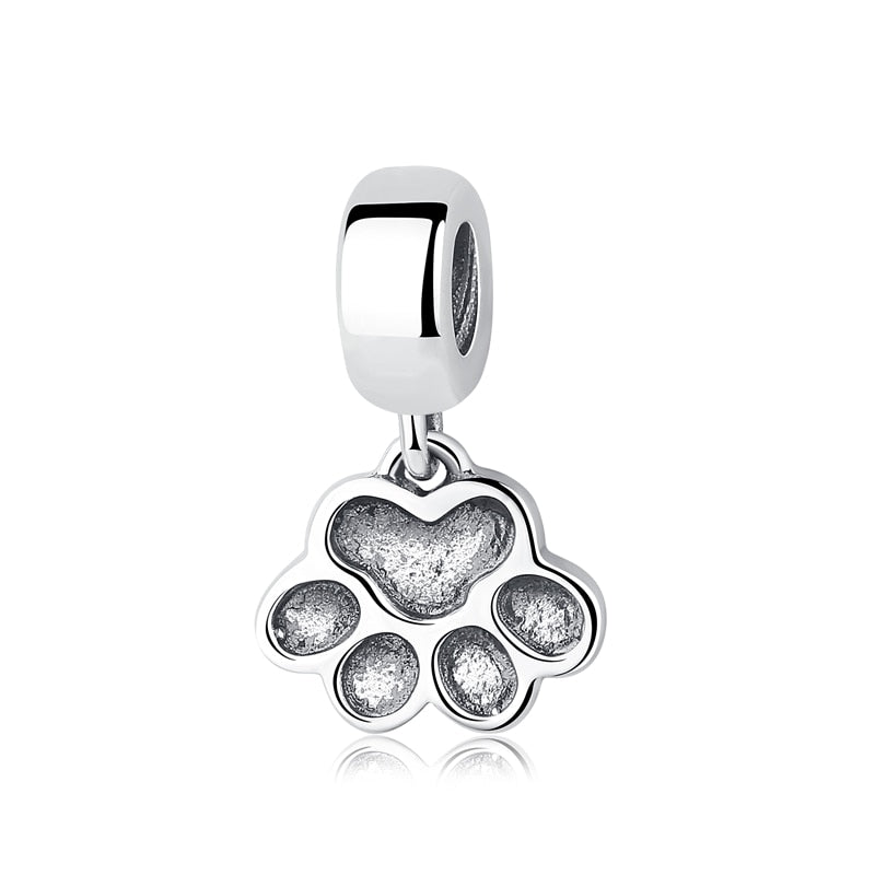 Paw Print Charm Cat or Dog in Sterling Silver 925
