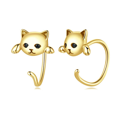Cute Tail Earrings in Rose Gold with black eyes